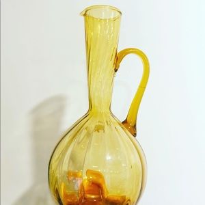 Vintage MCM Barware, Glass Amber Decanter Bottle